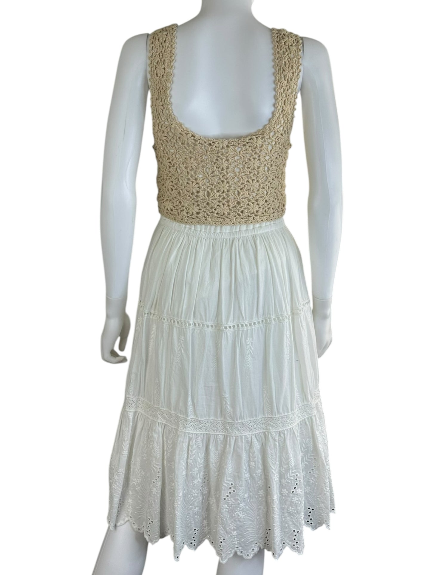 anthropologie Cream Crochet Eyelet Sundress Size S