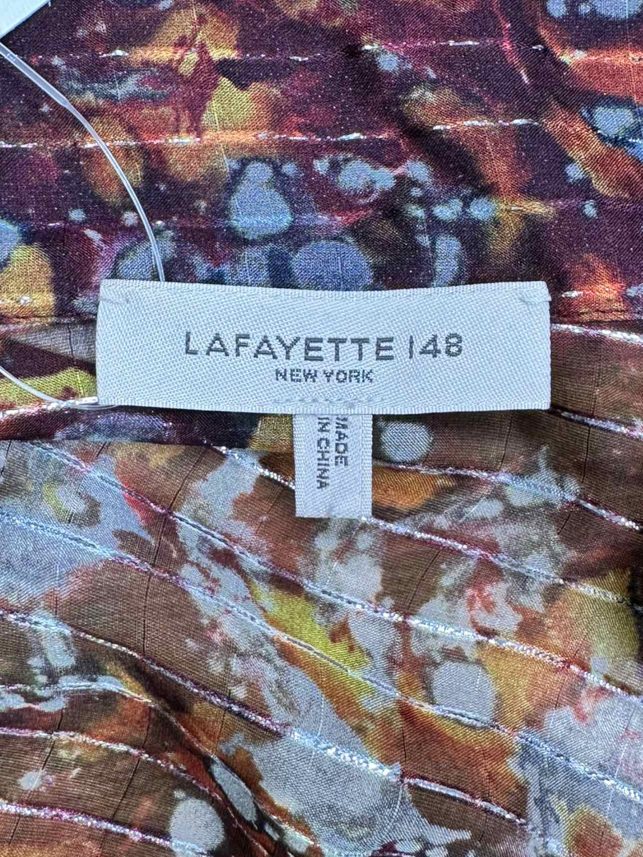 LAFAYETTE 148 NEW YORK Silk Blend Metallic Sheer Blouse Size L