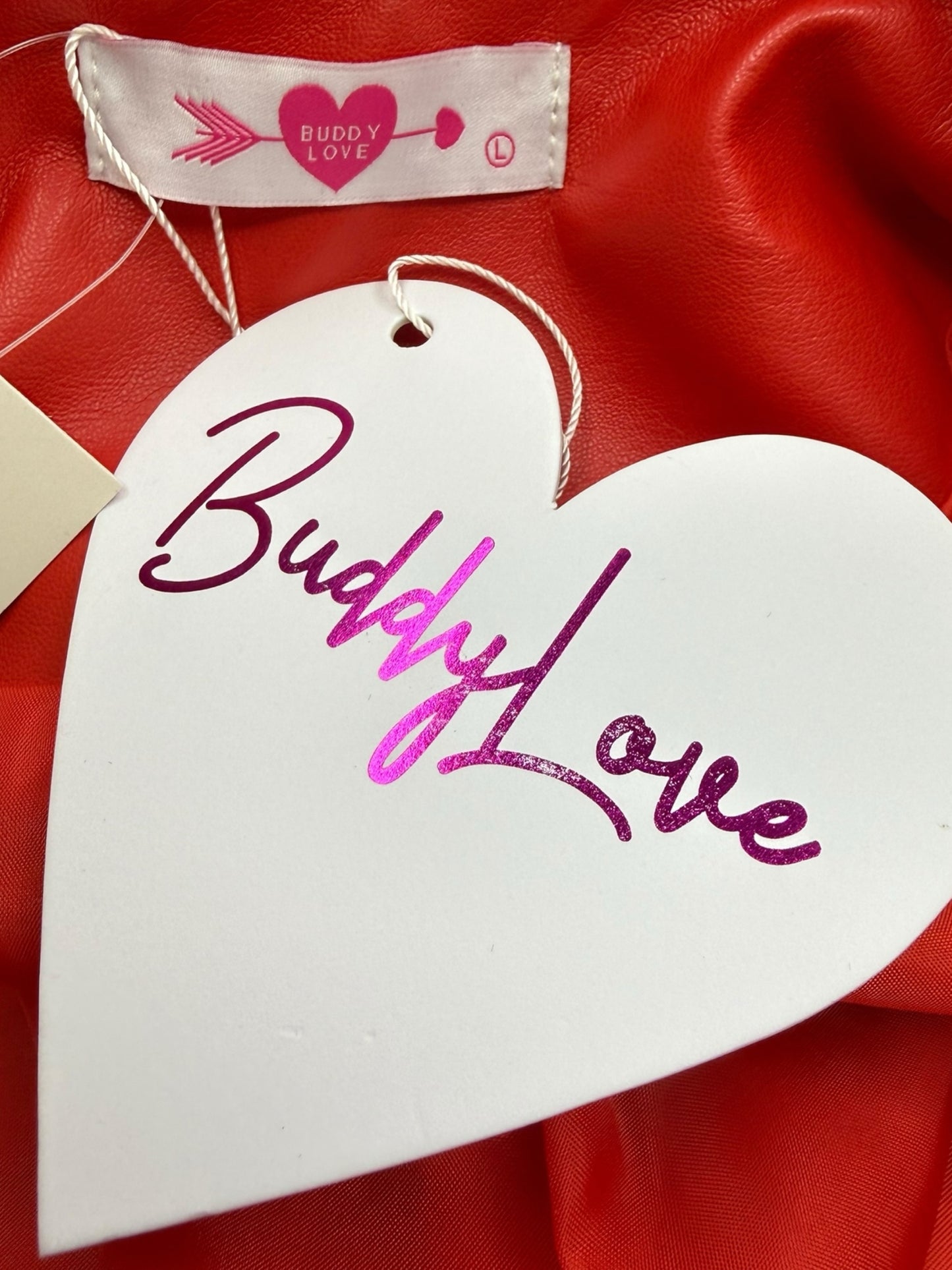 Buddy Love NWT Red Vegan Leather Joplin Star Moto Jacket Size L