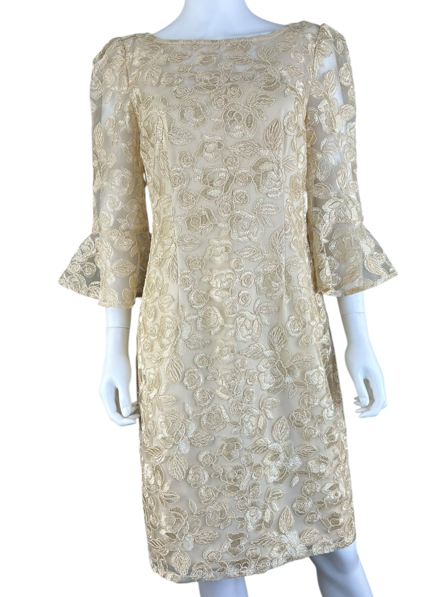 Adrianna Papell Cream Floral Lace Cocktail Dress Size 10