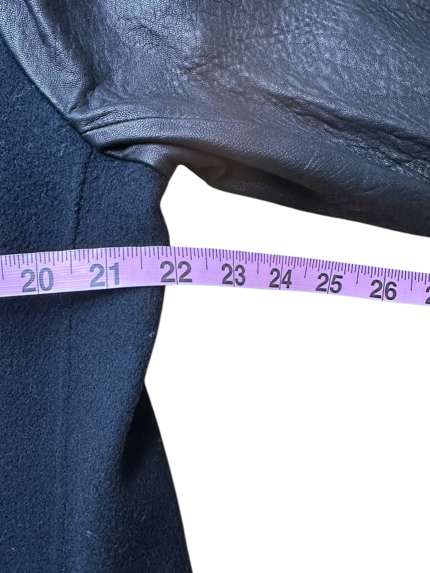 Vince Black Wool Leather Sleeve Coat Size L