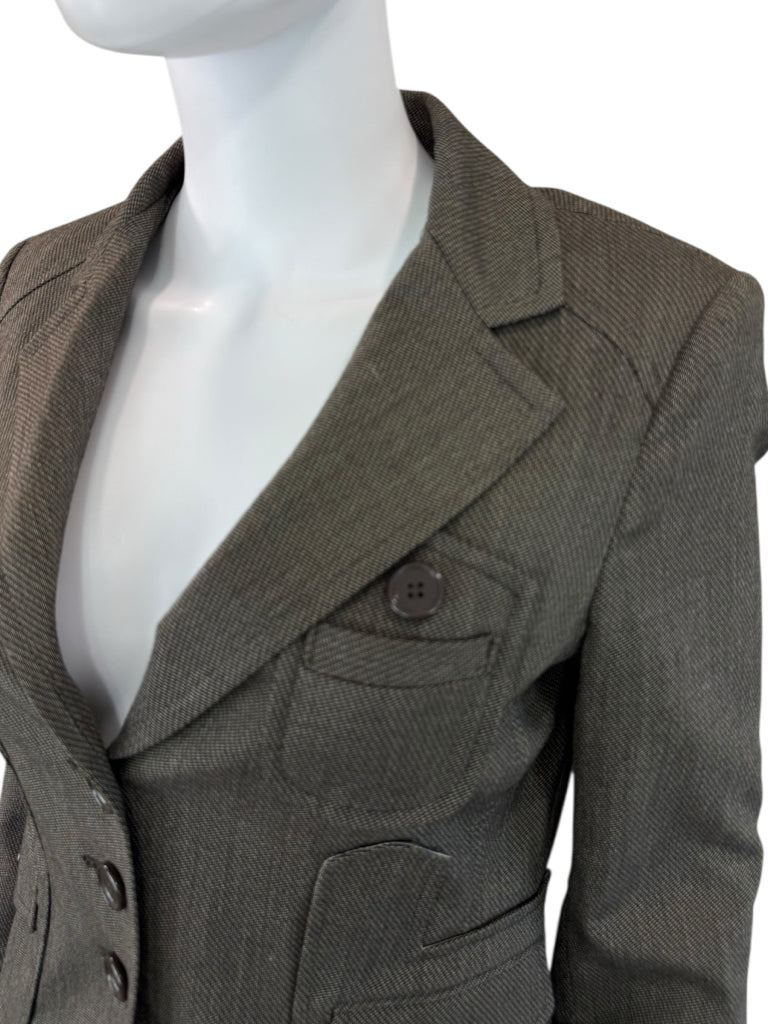BCBGMAXAZRIA NWT  Brown Herringbone Cropped Jacket Size S