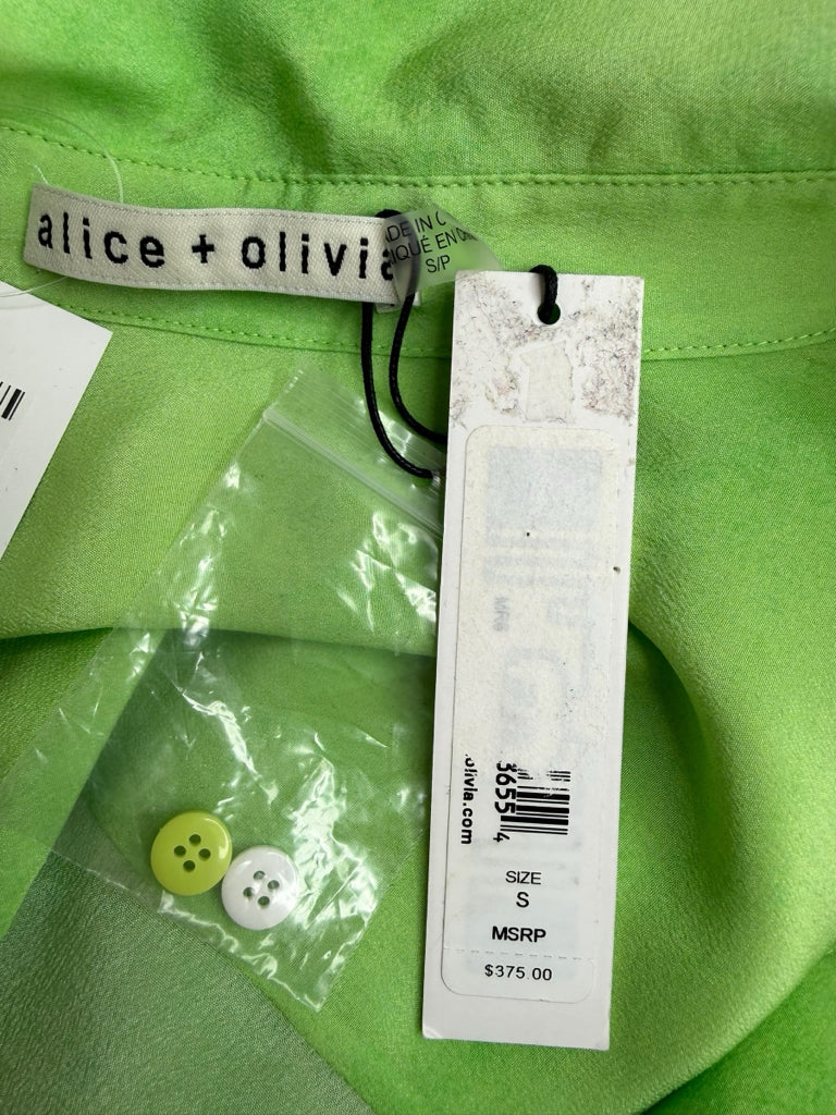 alice & olivia NWT Brady Ombre Floral Silk Button-Down Shirt Size S