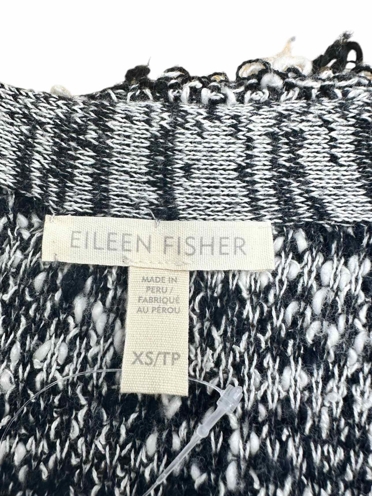 EILEEN FISHER Black and White Textured Cardigan Size XS