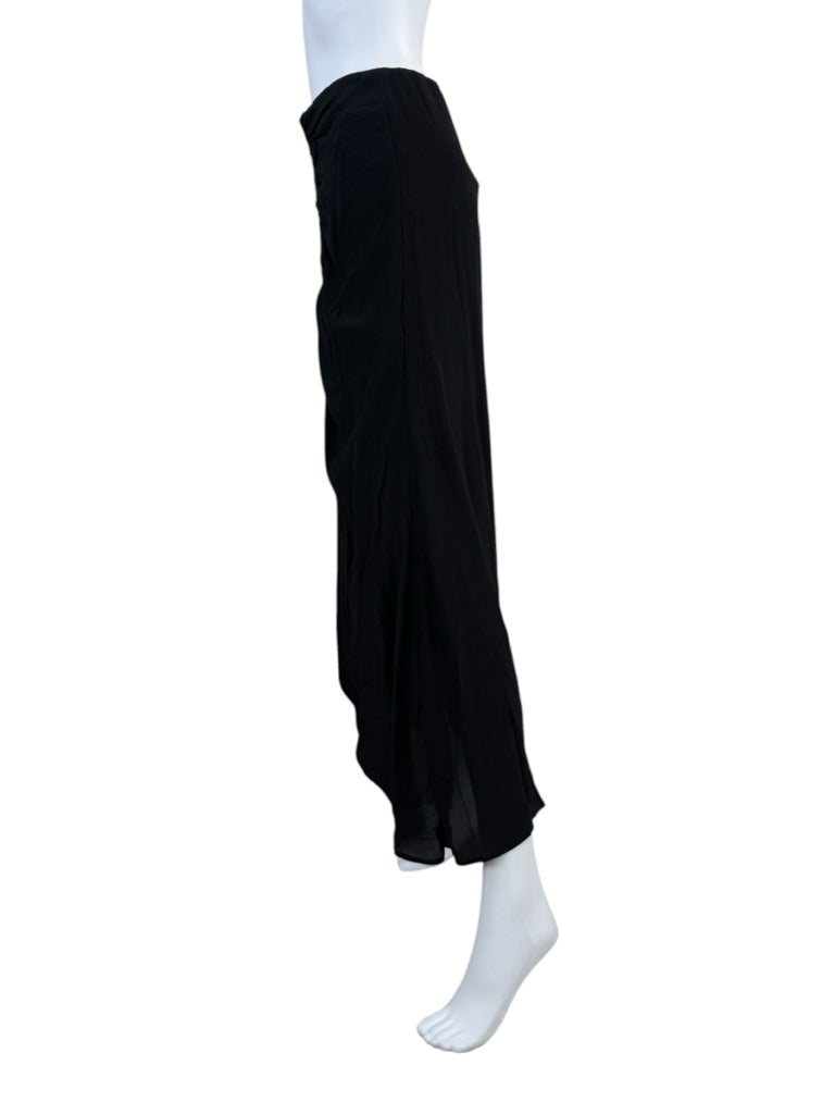 MARIACHER Black Silk Ruched Drape Midi Skirt Size S
