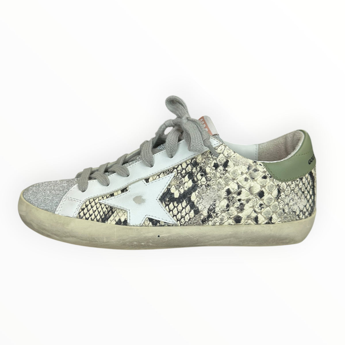 GOLDENGOOSE Super-Star Python Print Glitter Low Top Sneakers Size 37