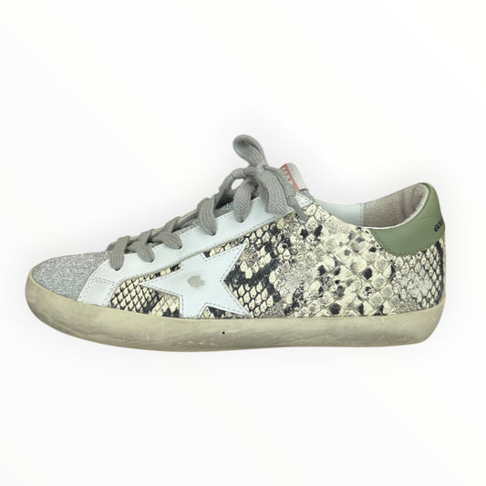 GOLDENGOOSE Super-Star Python Print Glitter Low Top Sneakers Size 37