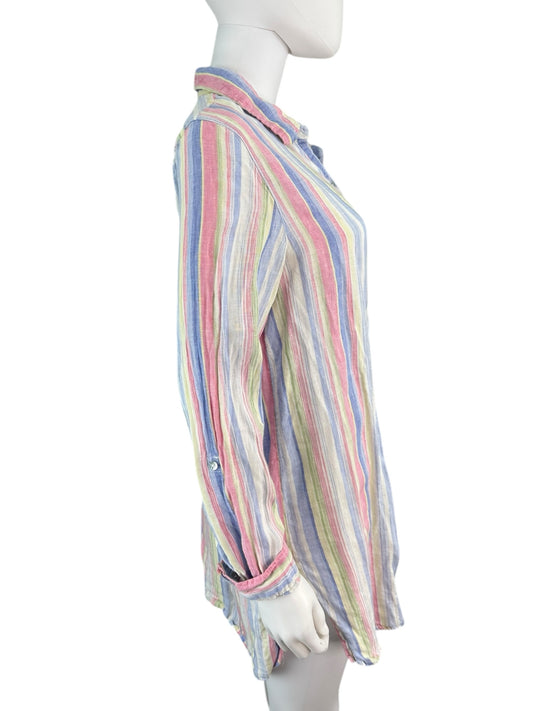 St. Tropez Pastel Stripe 100% Linen Dress Size L