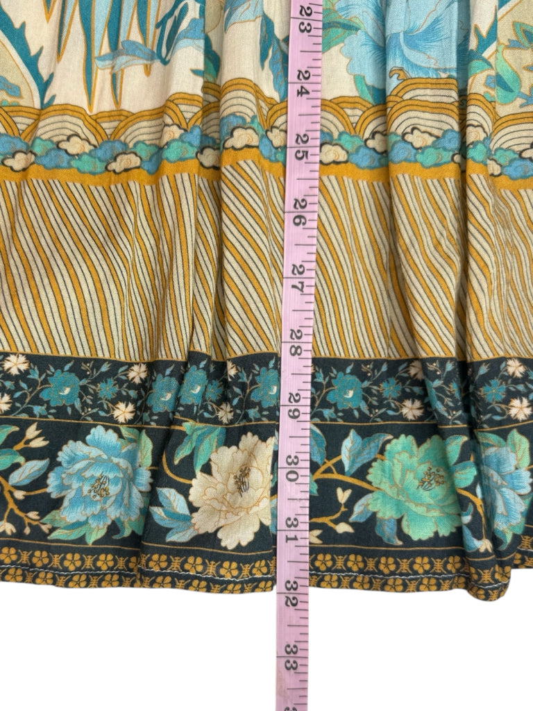 Spell & the Gypsy Cloud Dancer Floral Peacock Print Maxi Skirt Size XS