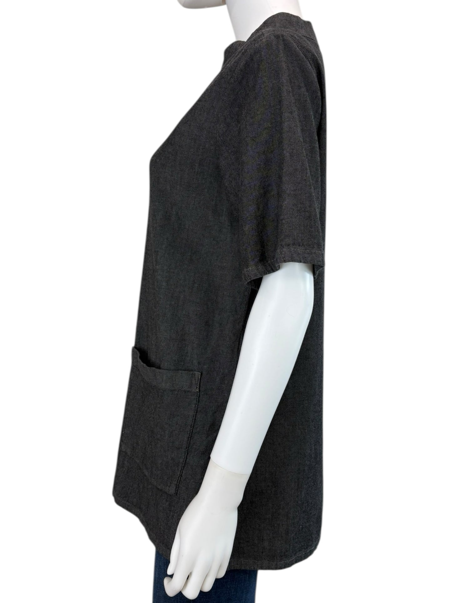 EILEEN FISHER Gray Organic Cotton Blouse Size XS