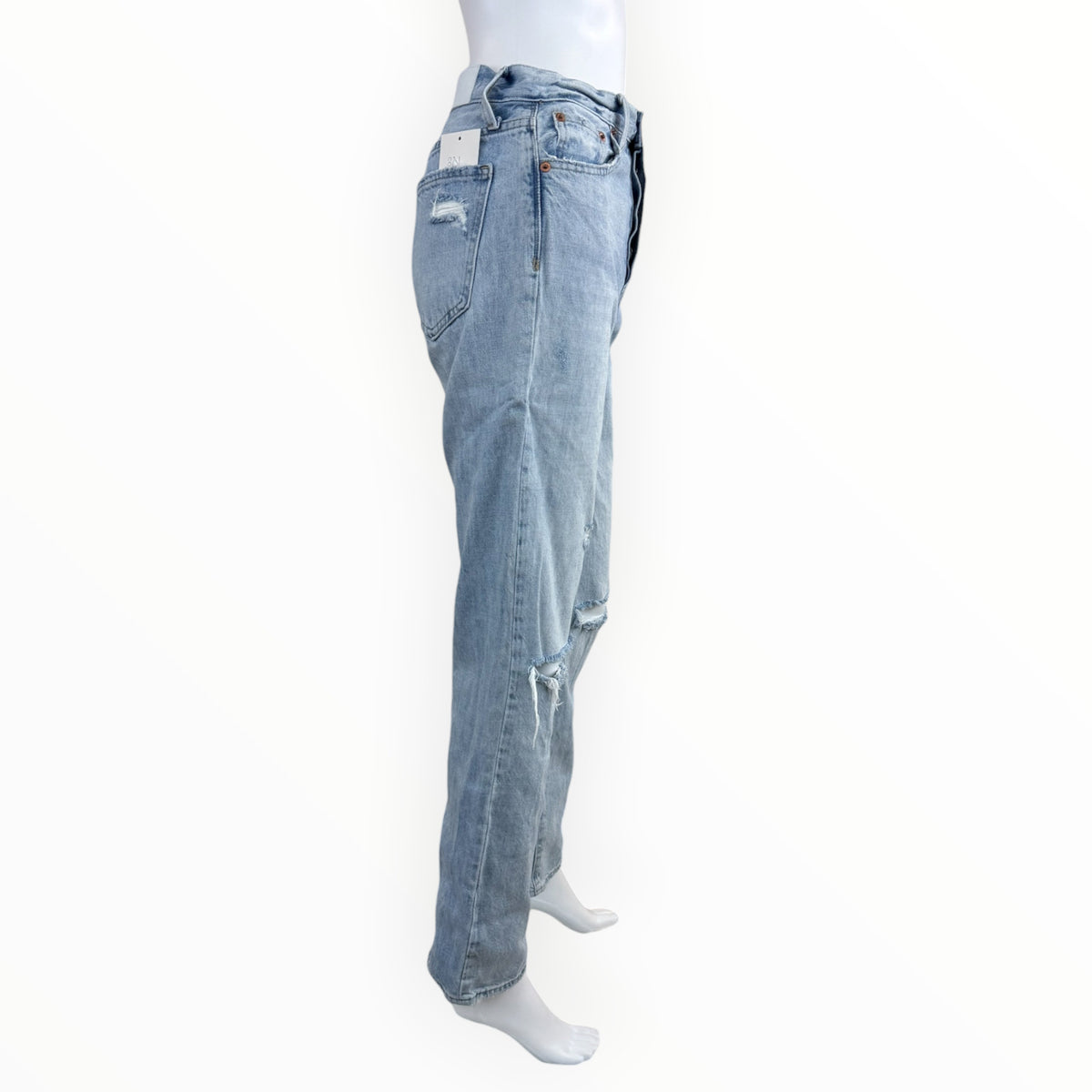 PISTOLA Blue Distressed Cassie Super High Rise Straight Leg Jeansa Size 26