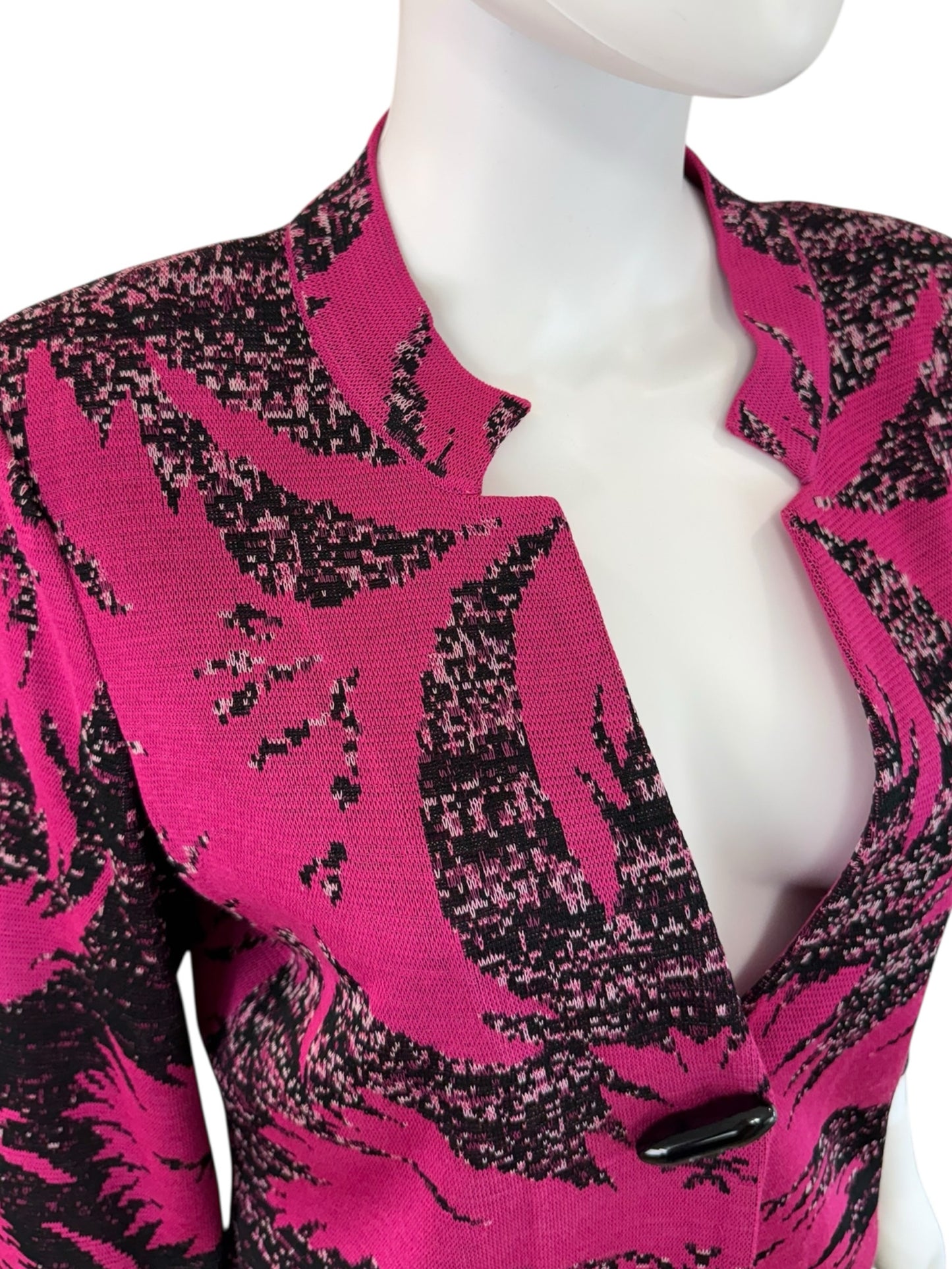 MING WANG Black And Pink Knit Jacket Size S