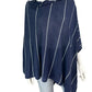 EILEEN FISHER Navy Striped Linen Poncho Size O/S
