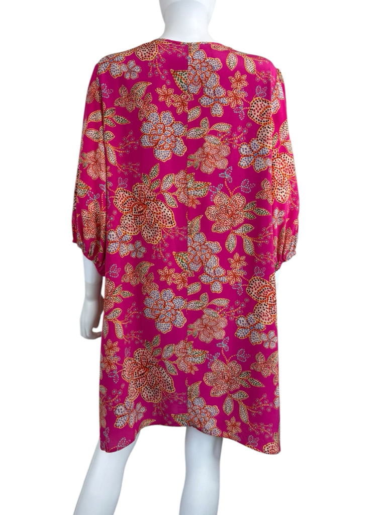 Johnny Was Fuchsia Vesna Silk Floral Dress Size L