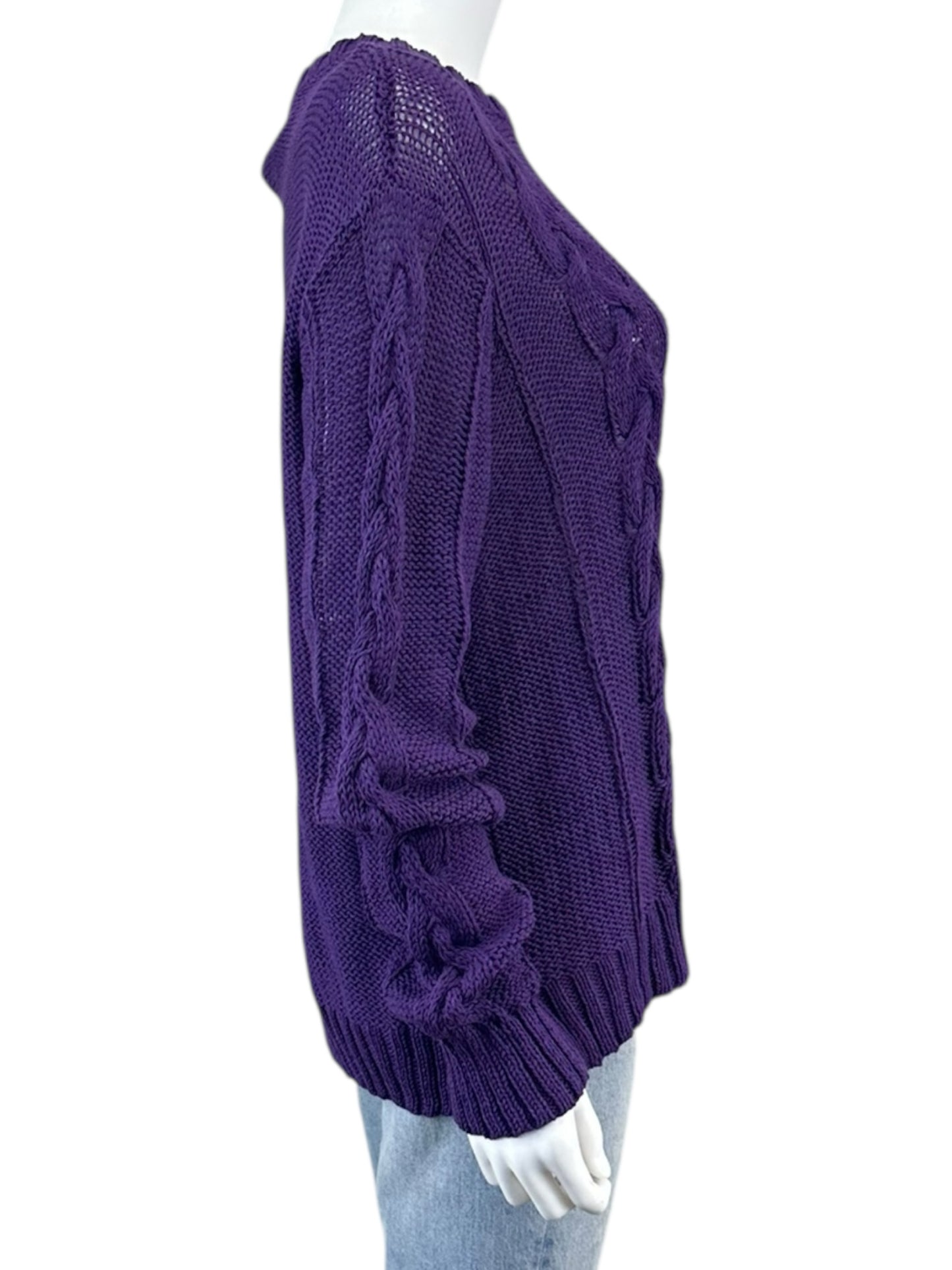 Wooden Ships NWT Purple Cable Knit Sweater Size M/L