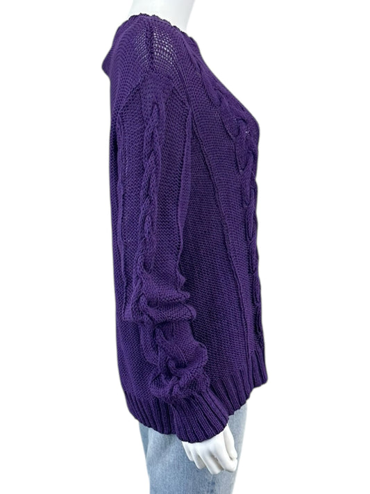 Wooden Ships NWT Purple Cable Knit Sweater Size M/L
