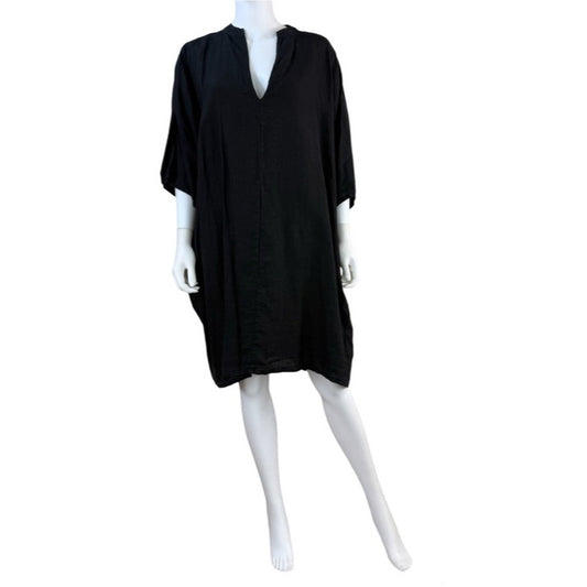 BRYN Walker Black 100% Linen Tunic Dress Size XL