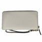 COACH Cream Leather Accordion Zip Wallet