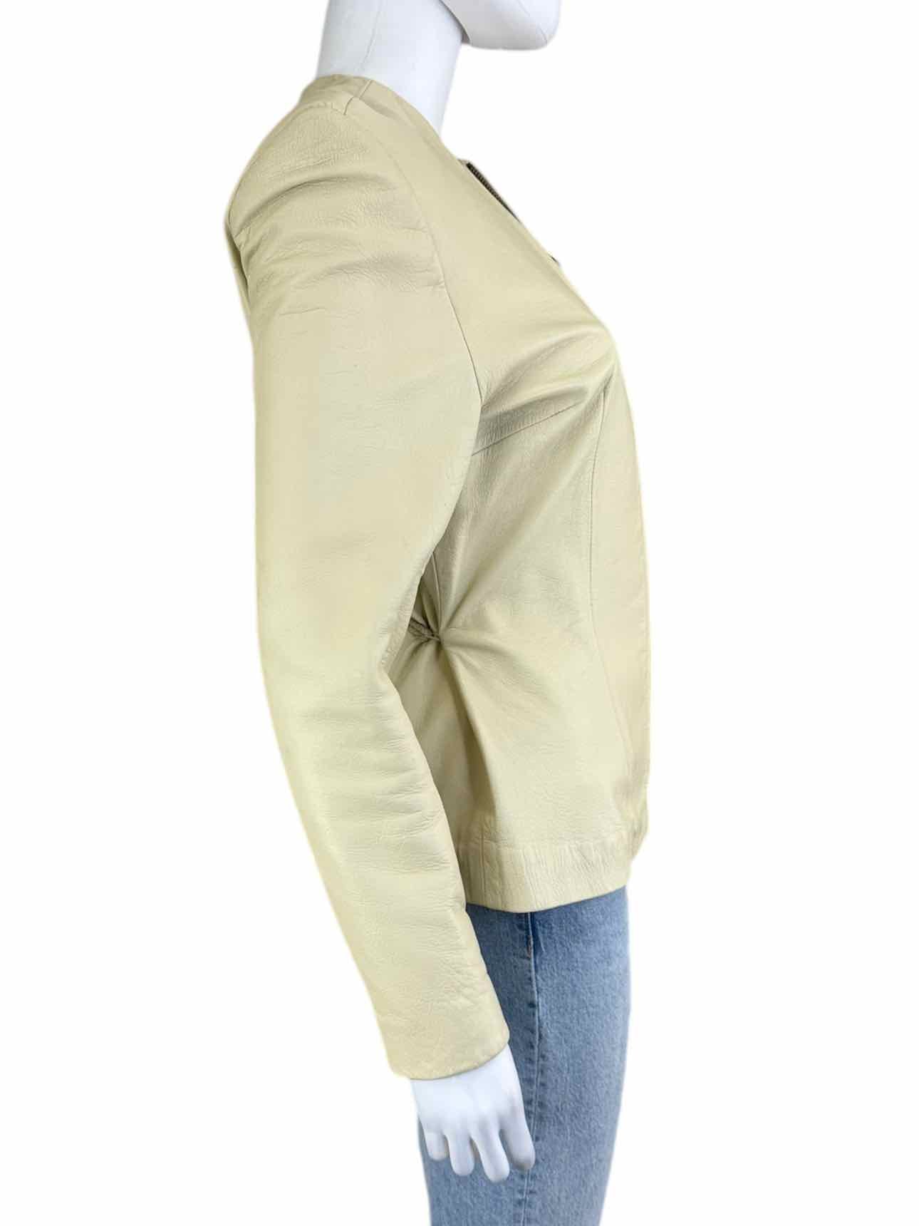 JERRY SHABO Cream 100% Genuine Leather Jacket Size M