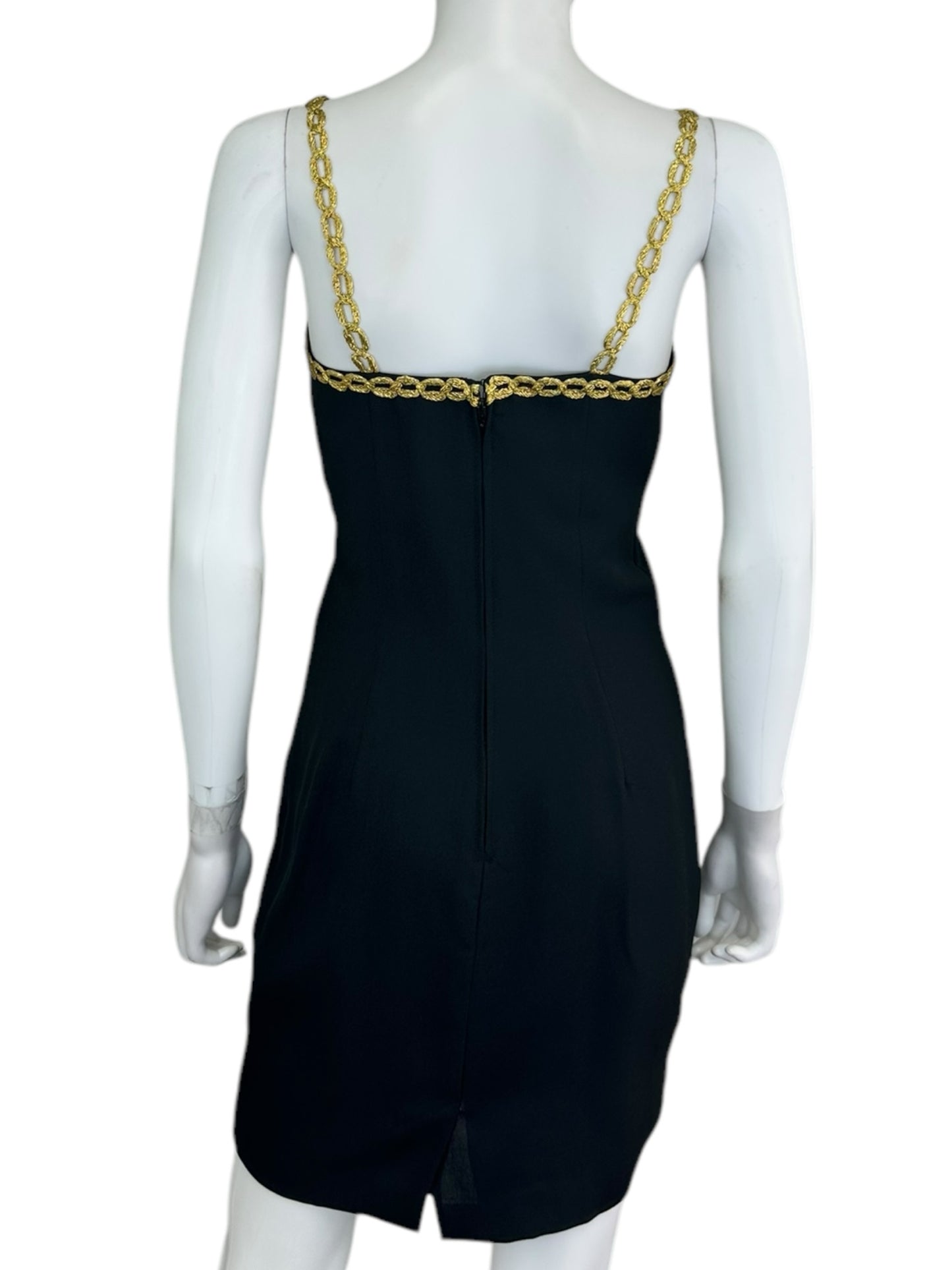 ALEX EVENINGS Black and Gold Mini Dress Size 4