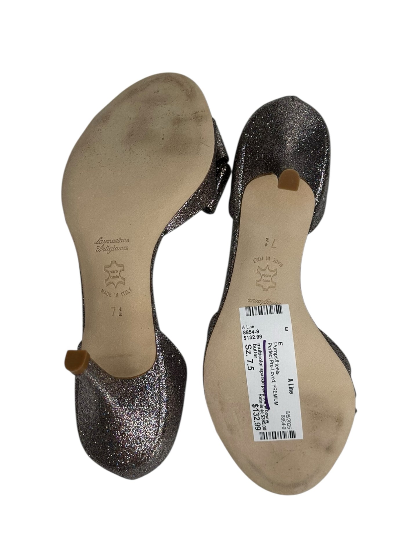Butter Rose Glitter Bow Cassidy D'Orsay Heels Size 7.5