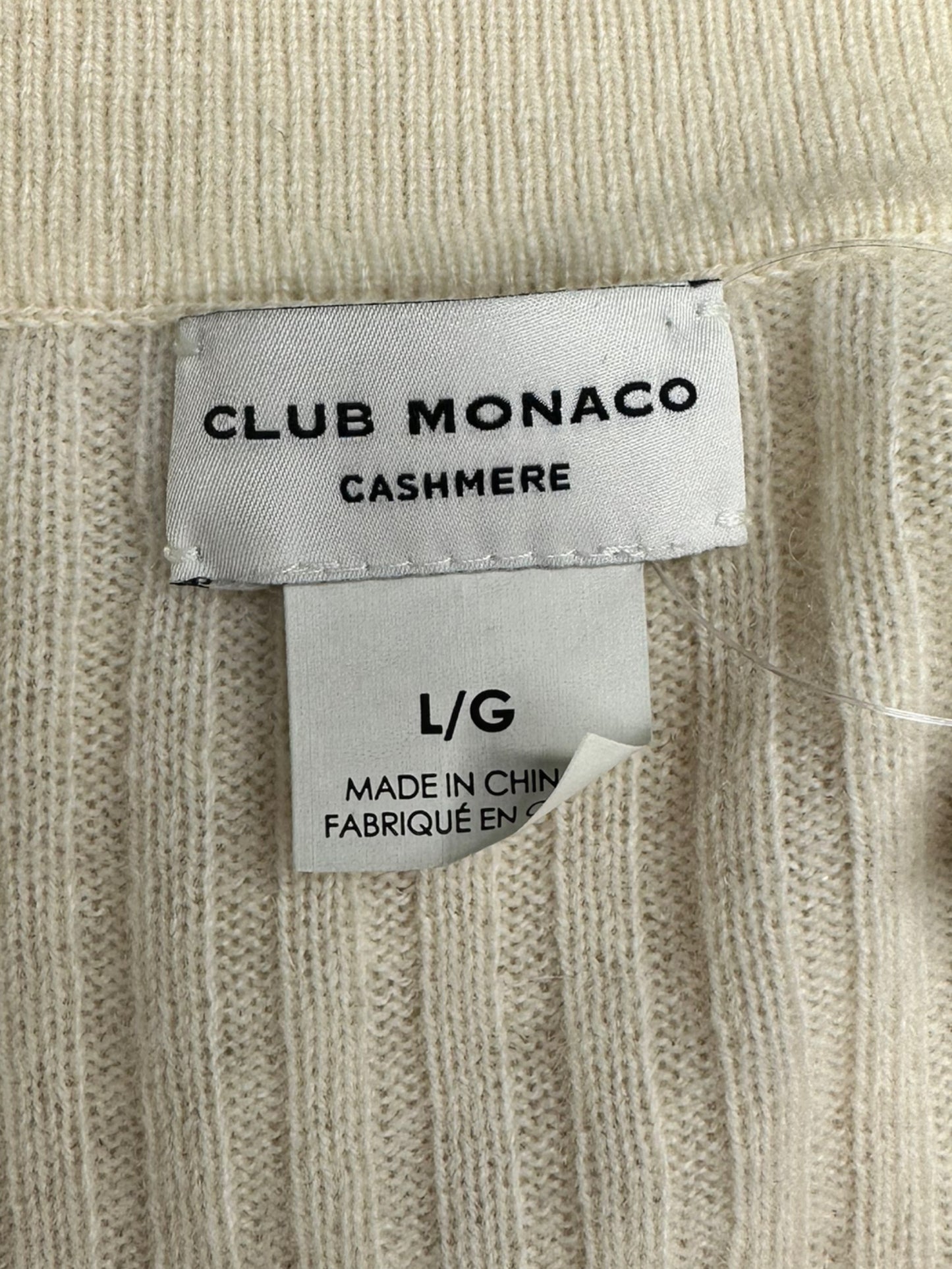 CLUB MONACO Cream Cashmere Sweater Cardigan Size L