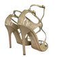JIMMY CHOO Nude Patent Leather Azia 110MM Gladiator Sandals Size 40