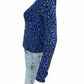 Harolds Cashmere Blue Leopard Print Cardigan Size S