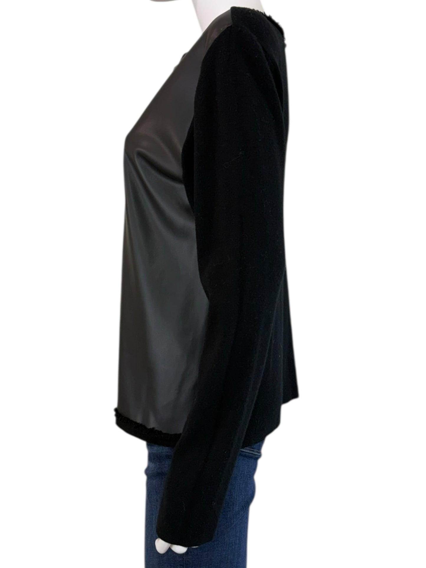 Sioni NWT Black Knit Faux Leather Jacket Size M