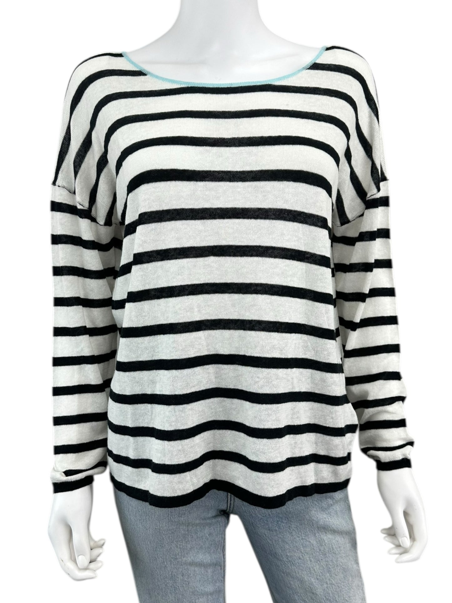 one grey day White And Black Striped Sweater Size XS