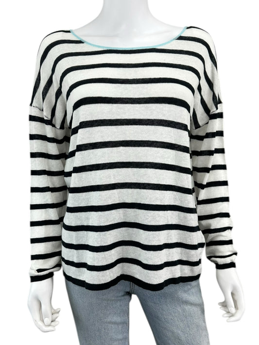 one grey day White And Black Striped Sweater Size XS