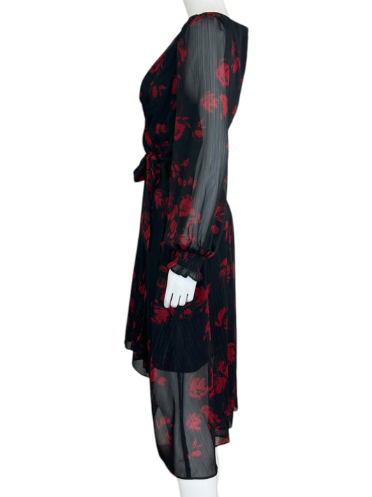 DKNY Black Floral Midi dress Size 8