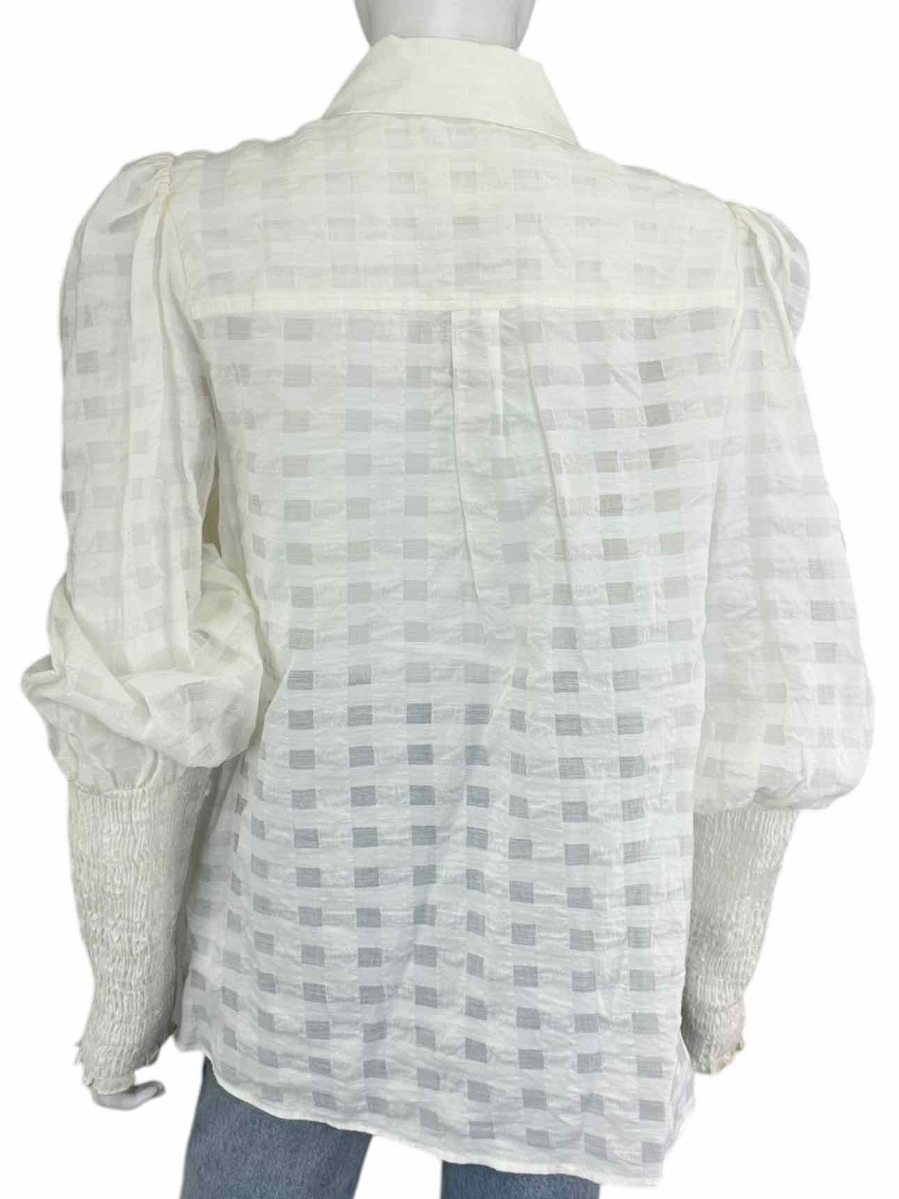 maeve Sheer Cream Plaid Button-Down Size L