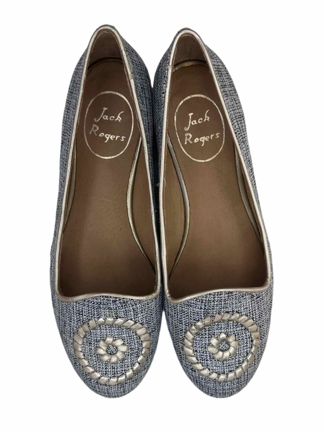 Jack Rogers Blue Tweed Medallion Loafer Size 6.5