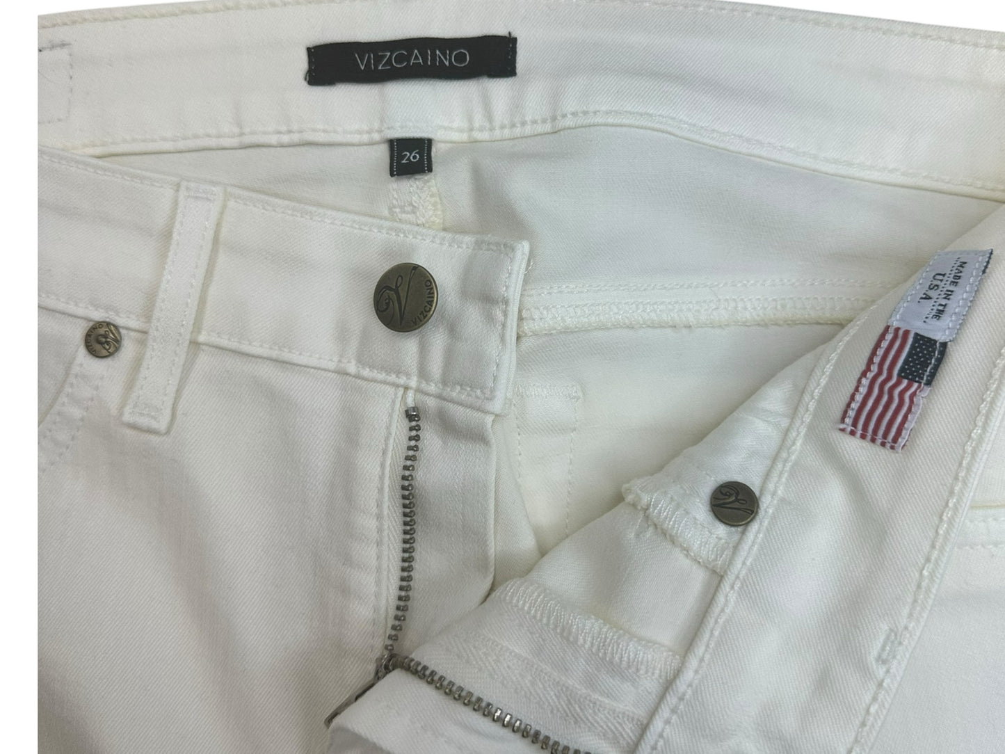 VIZCAINO Cream Skinny Jeans Size 26