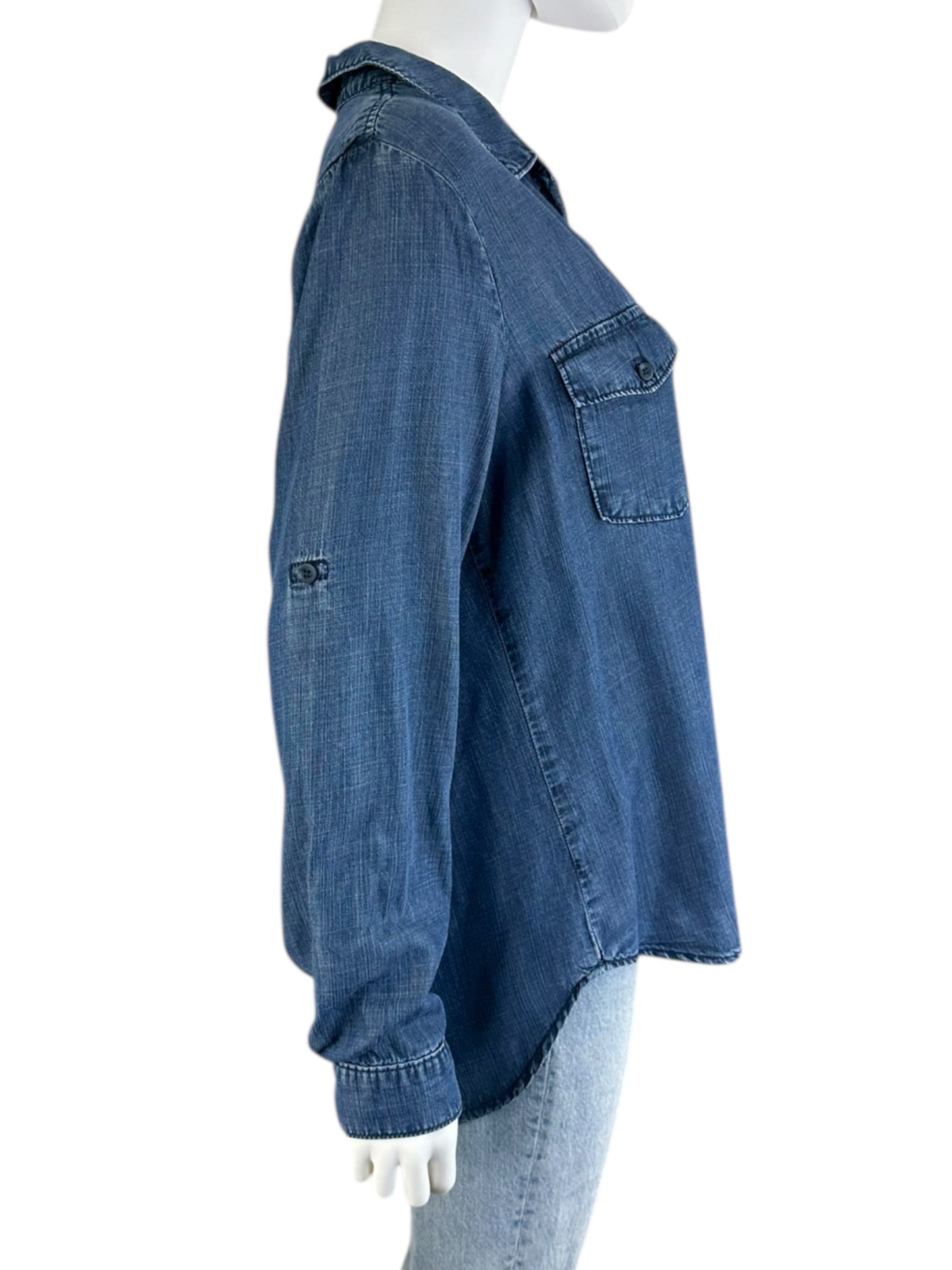 Bella Dahl Blue Chambray Button-Down Shirt Size L
