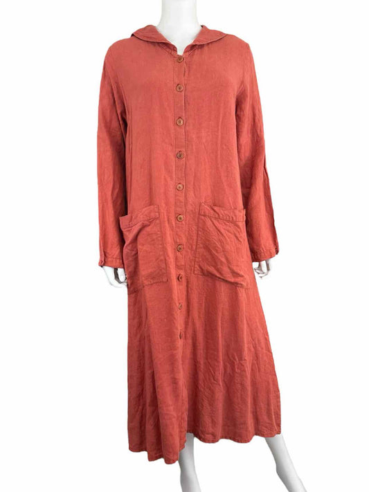 FLAX Red 100% Linen Dress Size S