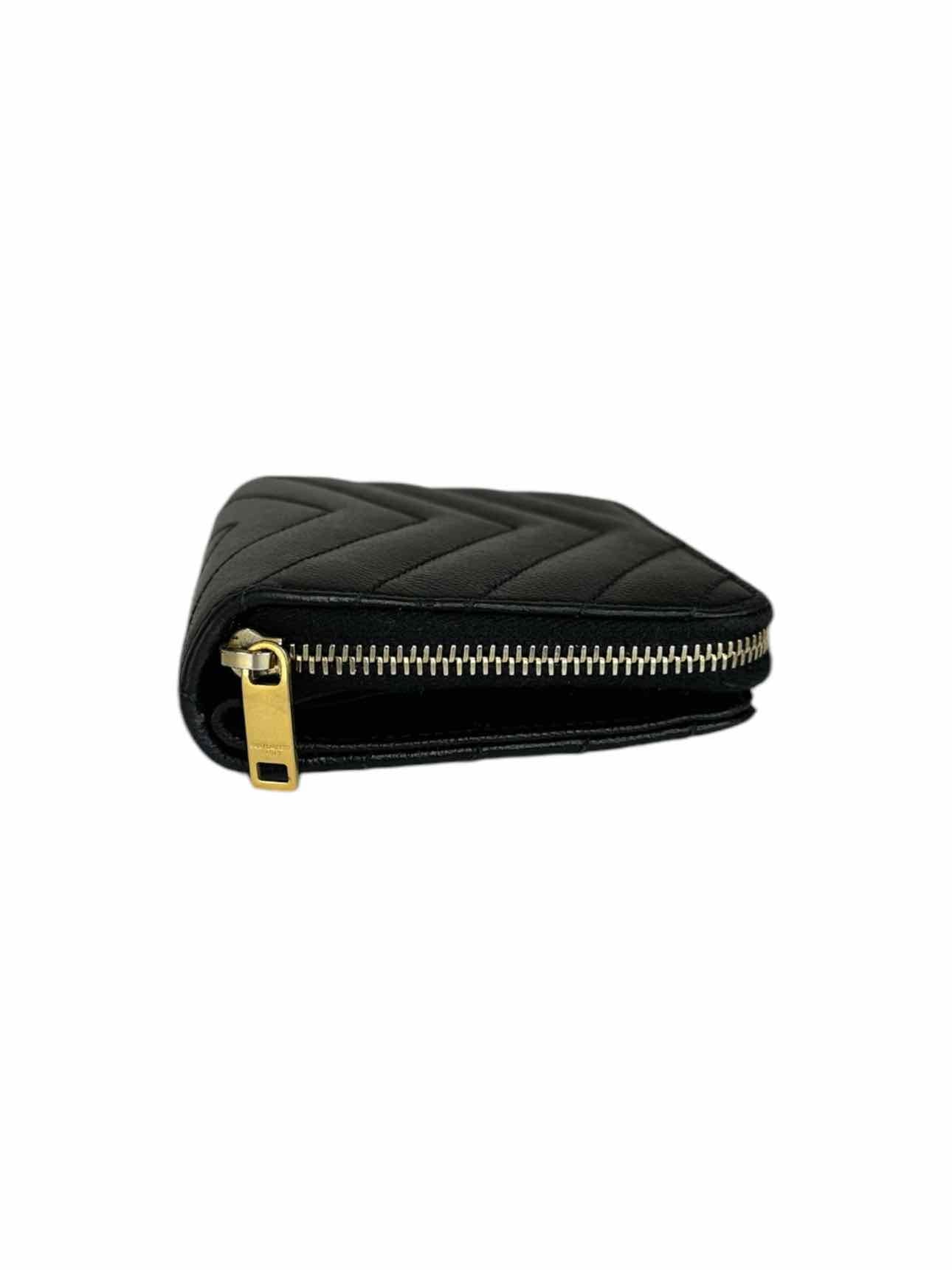 Yves Saint Laurent Black Cassandre Matelasse Compact Wallet