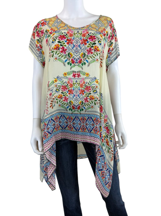 Johnny Was Floral Tunic Top Size M