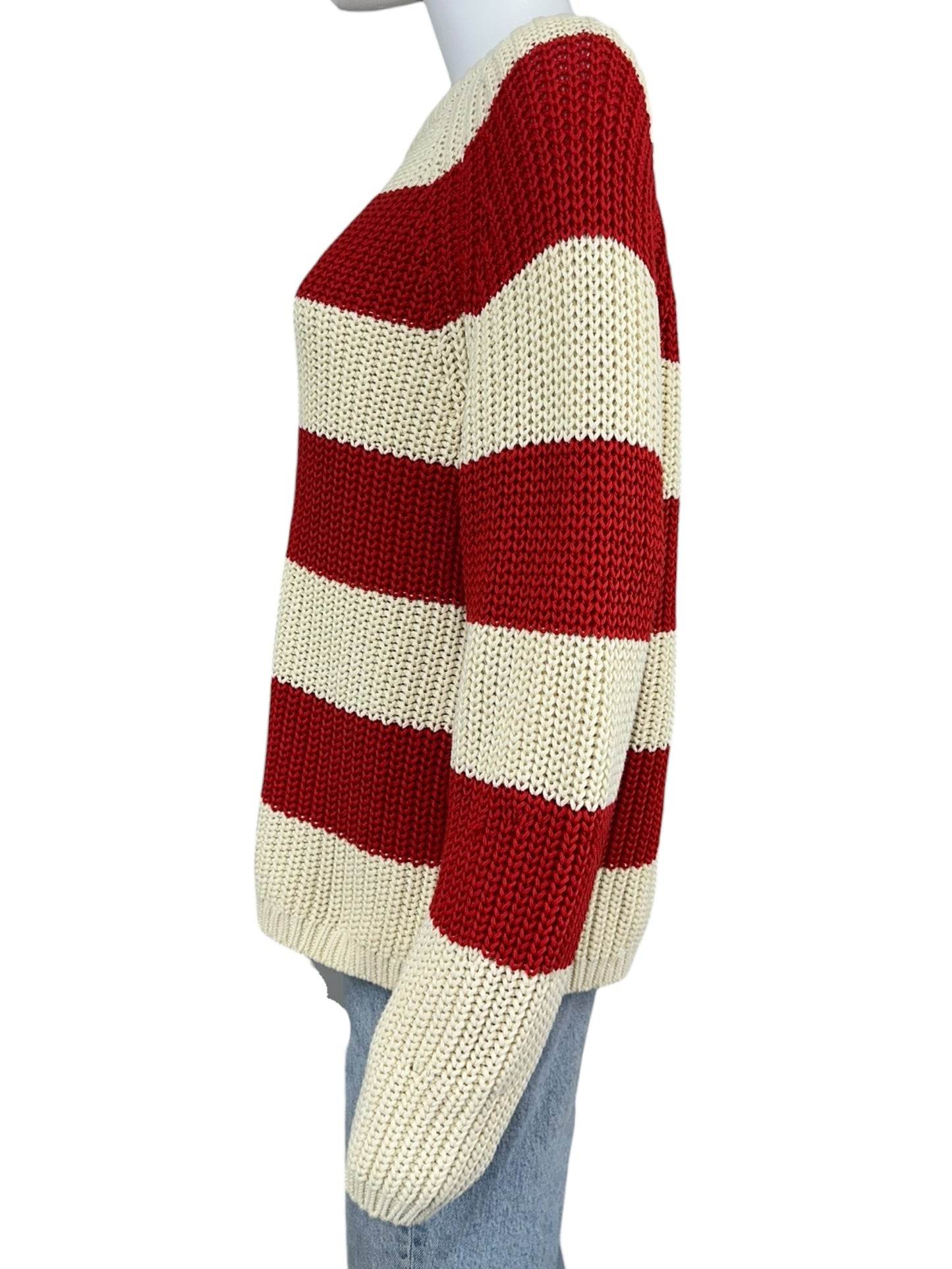 velvet BY GRAHAM & SPENCER Red Striped Sweater Size S