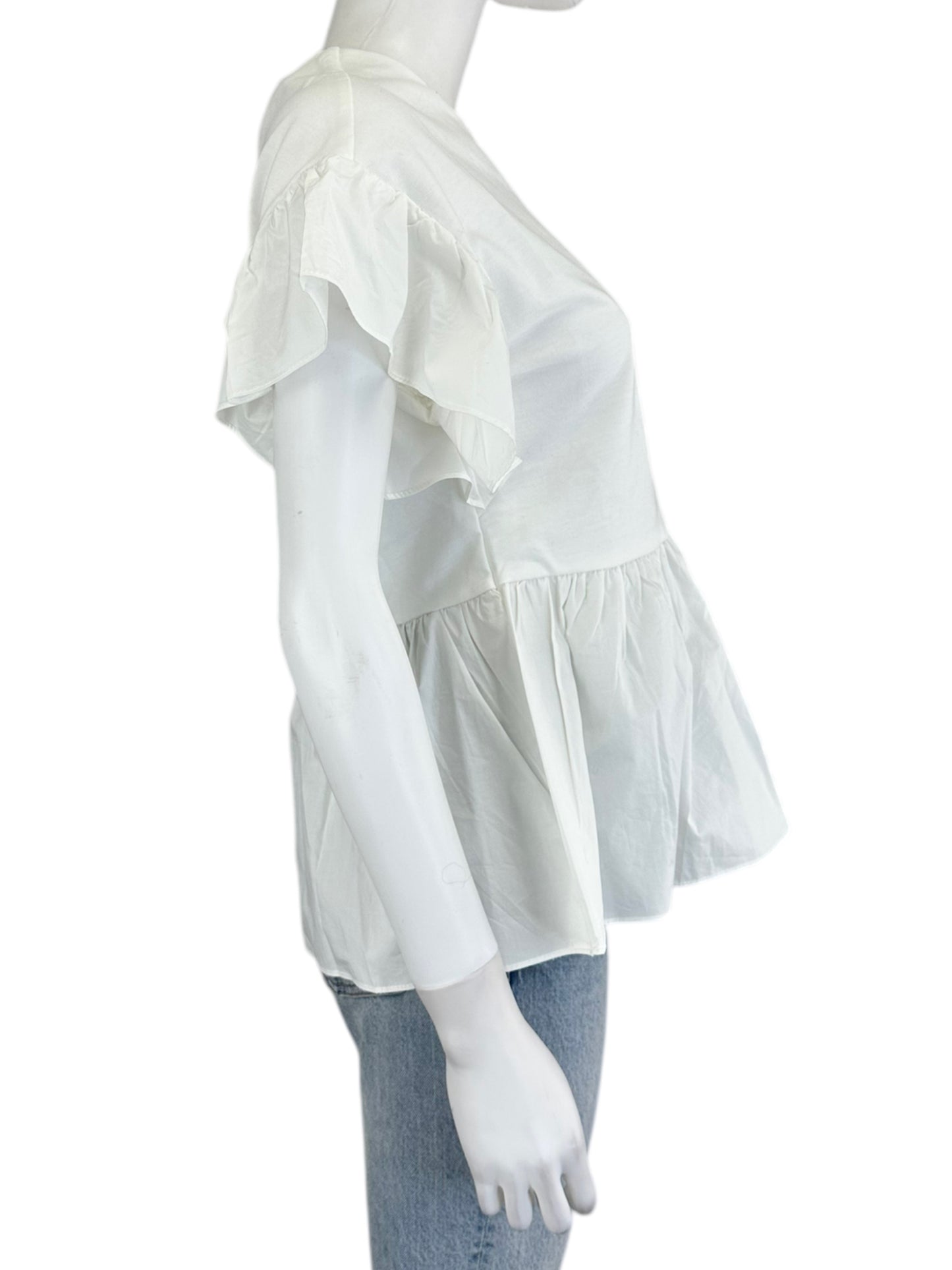 ENGLISH FACTORY NWT White Cotton Ruffle Blouse Size S