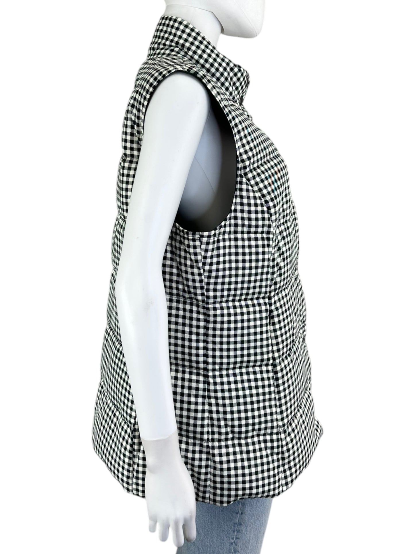 J. Jill Black and White Check Puffer Vest Size L