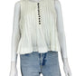 anthropologie 100% Linen White Pleated Blouse Size M