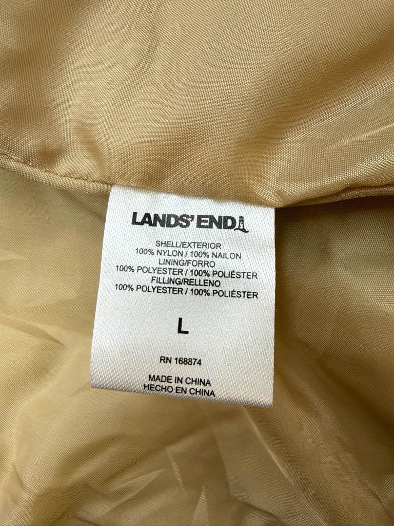 LANDS' END Tan Quilted Puffer Vest Size L
