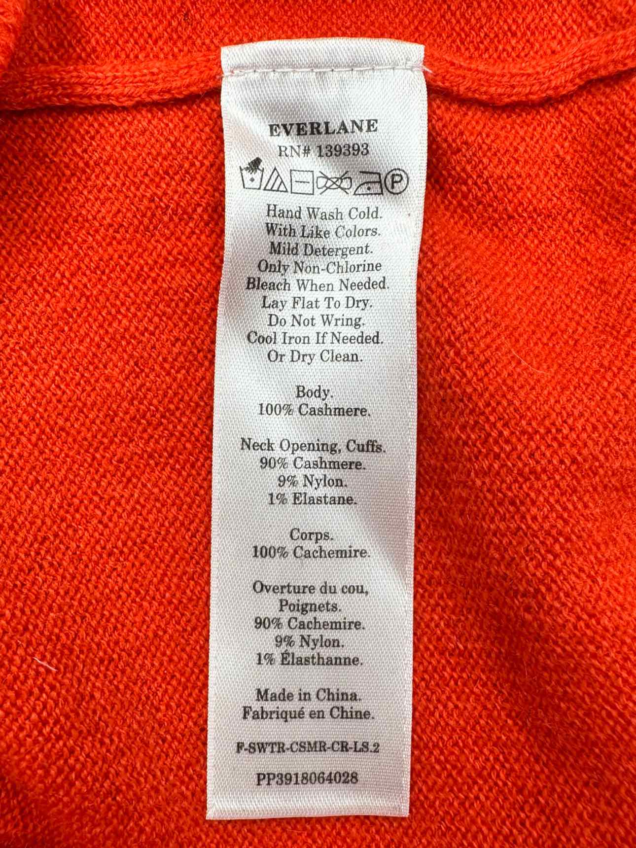 Everlane 100% Cashmere Orange Sweater Size XS