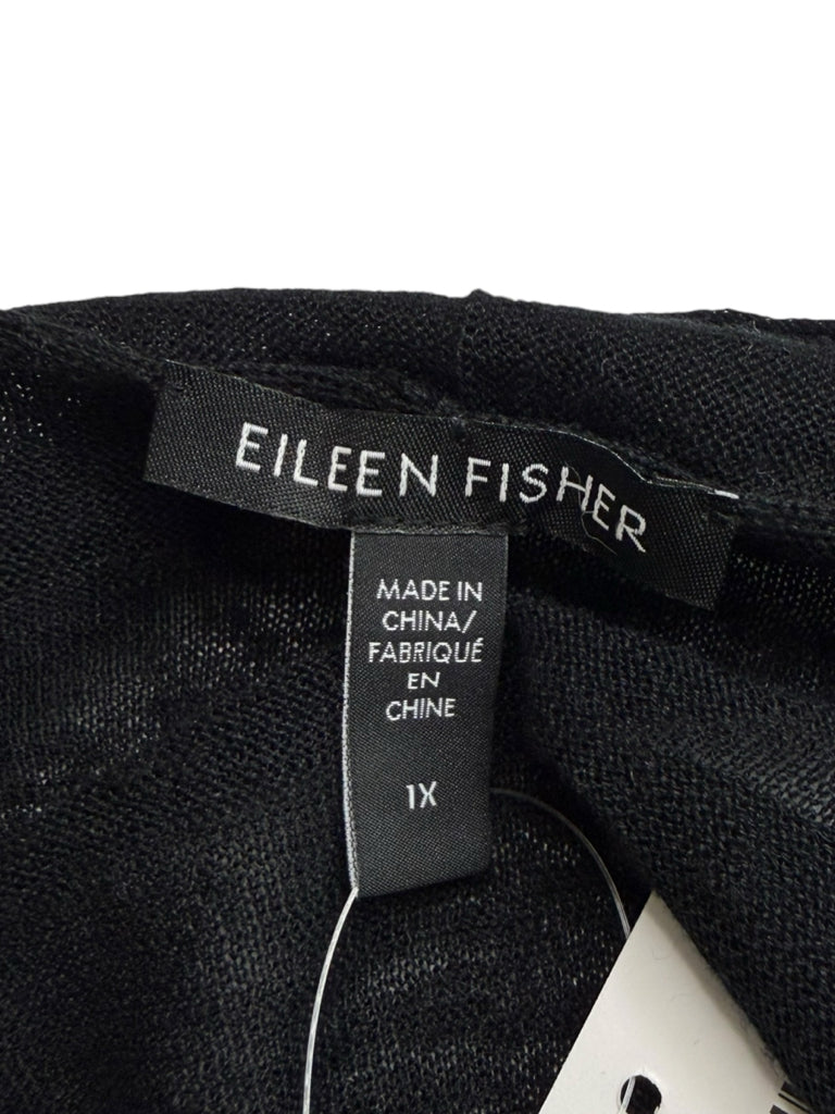 EILEEN FISHER Black Linen Duster Cardigan Size 1X