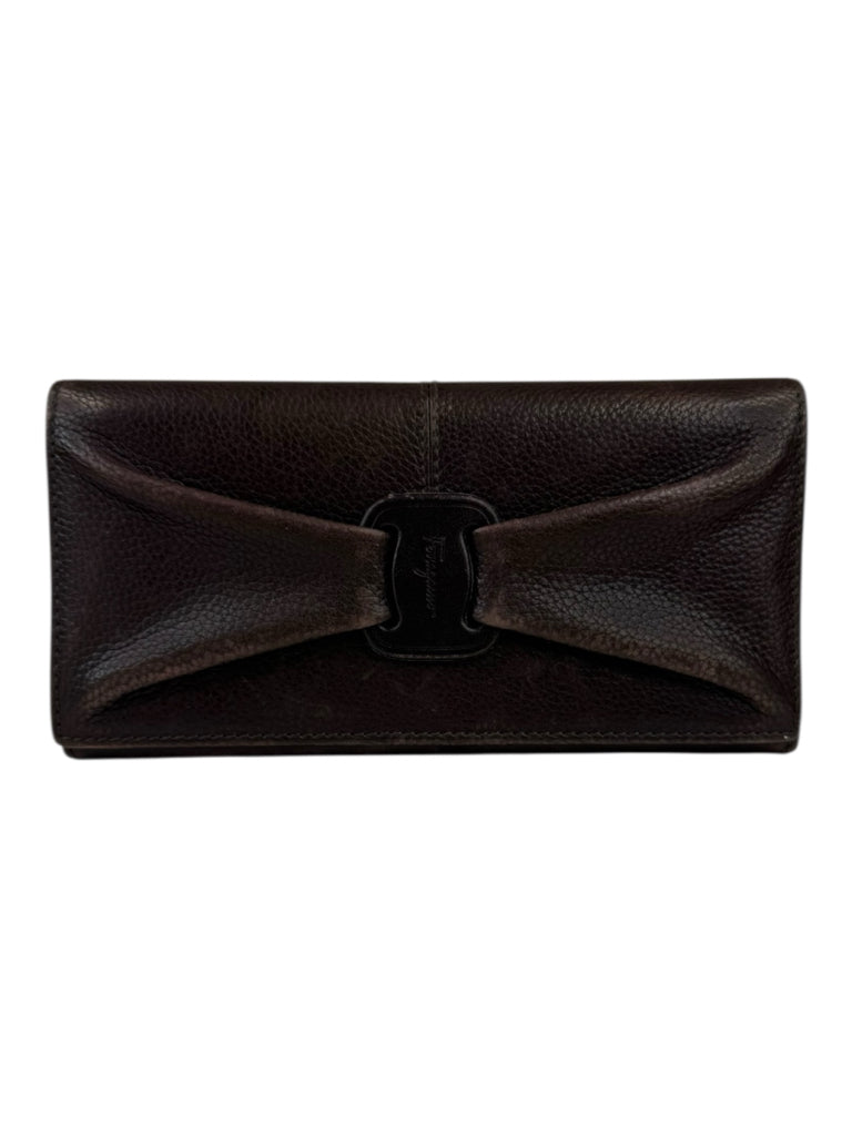 Salvatore Ferragamo Brown Leather Vara Ribbon Wallet