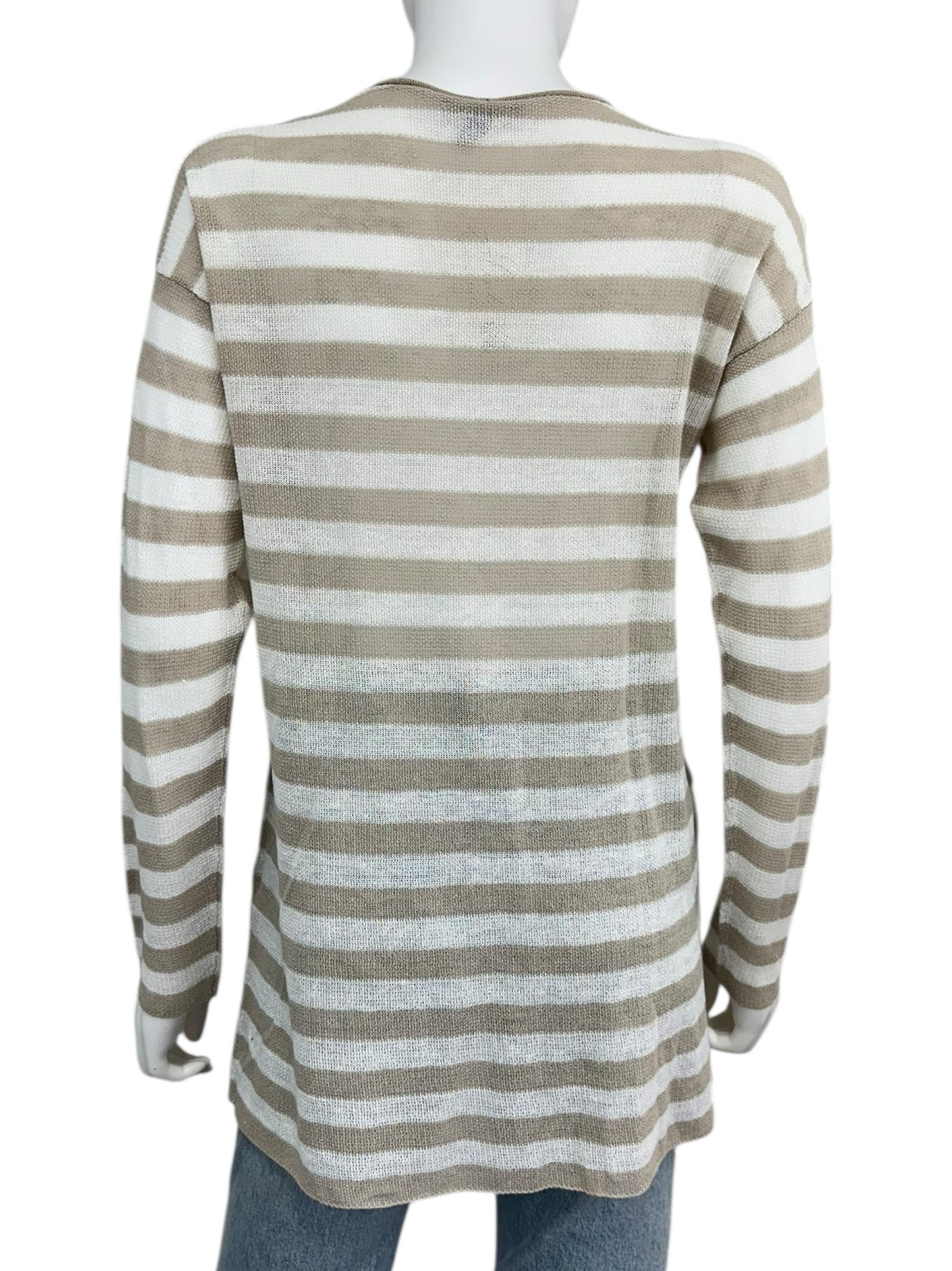EILEEN FISHER Cream And Tan Striped Sweater Size XS
