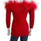 MILLY NWT Ruby Red Feather Top Size M