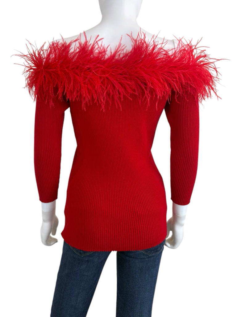 MILLY NWT Ruby Red Feather Top Size M